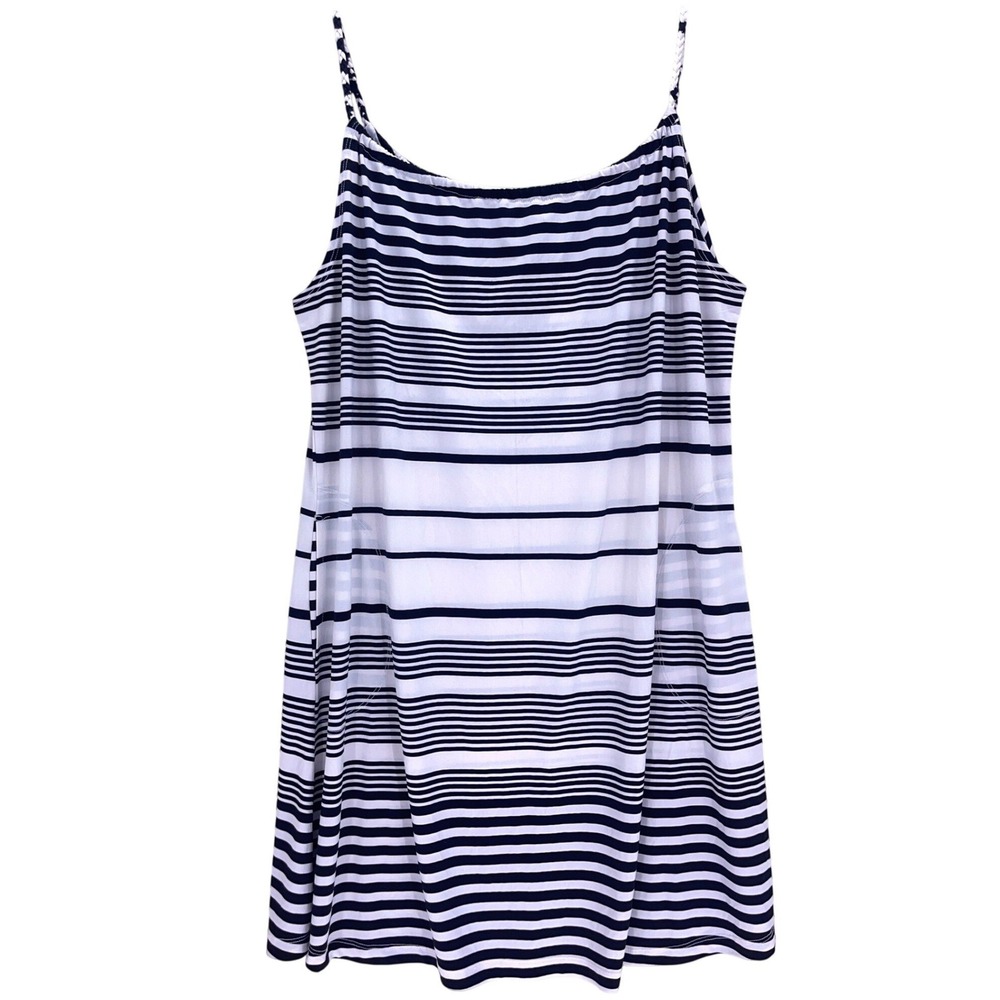 Portacruz Black White Striped Spaghetti Strap Dress Large Pockets 263315